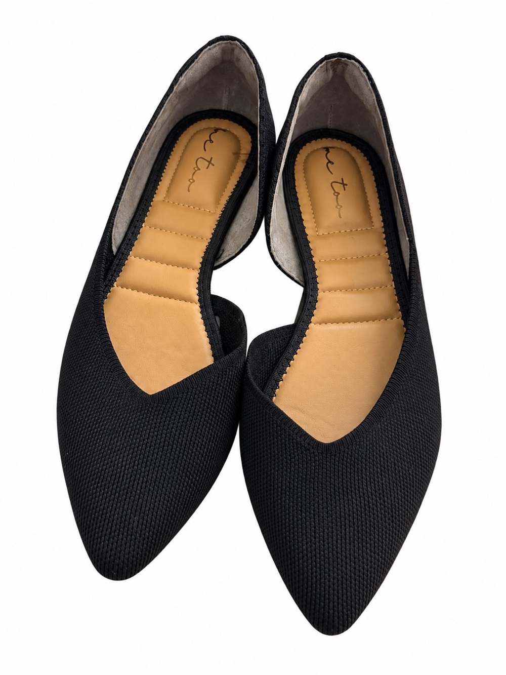 Me Too Black Knit Pointed Toe D’Orsay Flats Size 8M New Without Tags